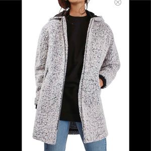 Topshop Boucle gray hooded coat